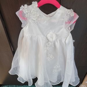 Baby Girl size 12 months "Rare Edition" flower girl/ white dress .